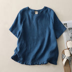 Adalyn - Women’s Cotton Ruffle Hem Blouse