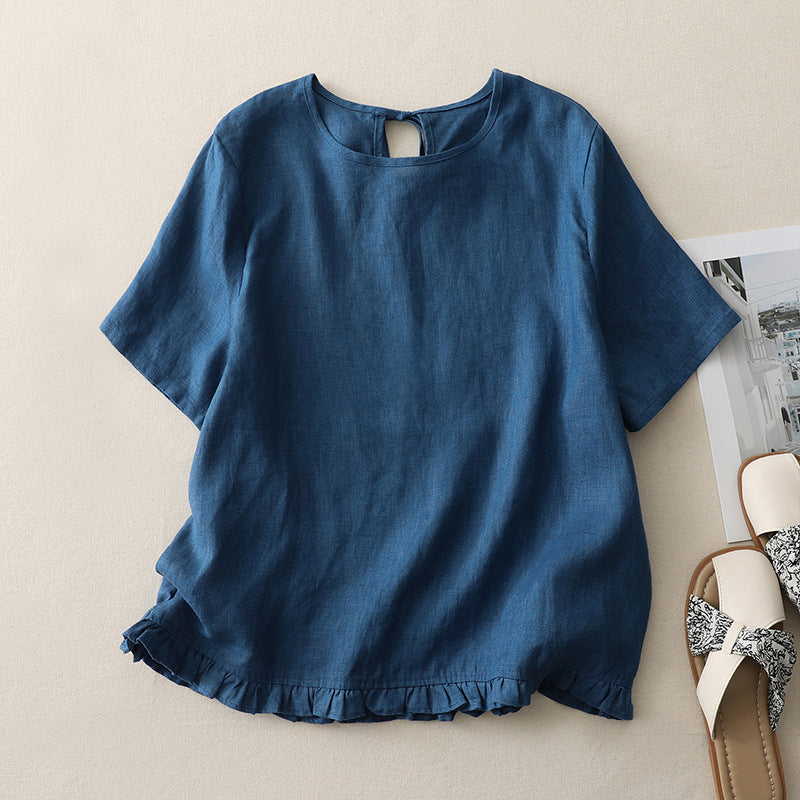 Adalyn - Women’s Cotton Ruffle Hem Blouse