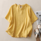 Adalyn - Women’s Cotton Ruffle Hem Blouse