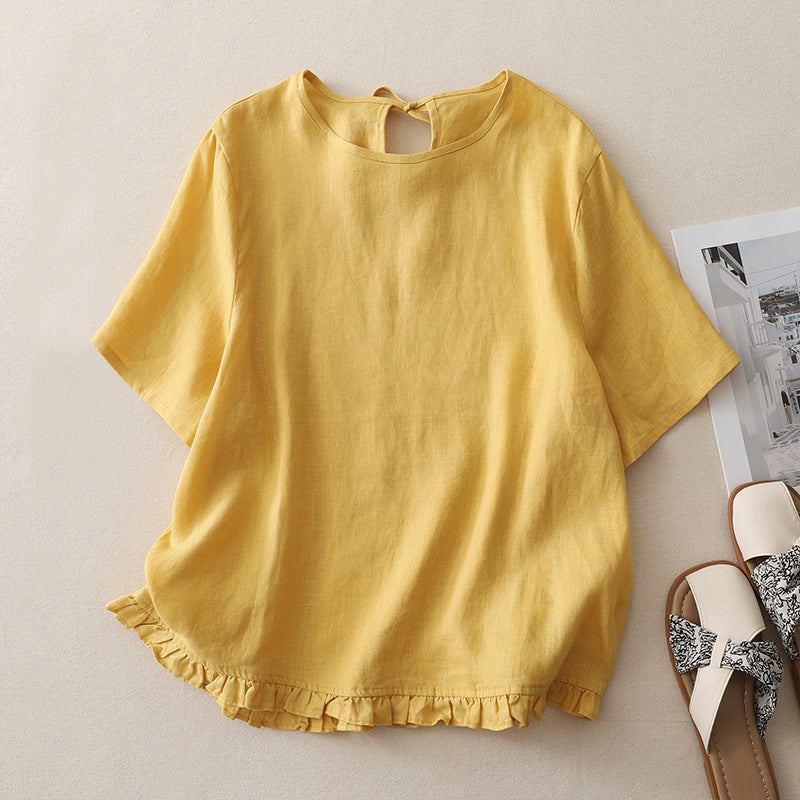 Adalyn - Women’s Cotton Ruffle Hem Blouse