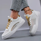 Adele - Women's Metallic Detail Mesh Sneakers