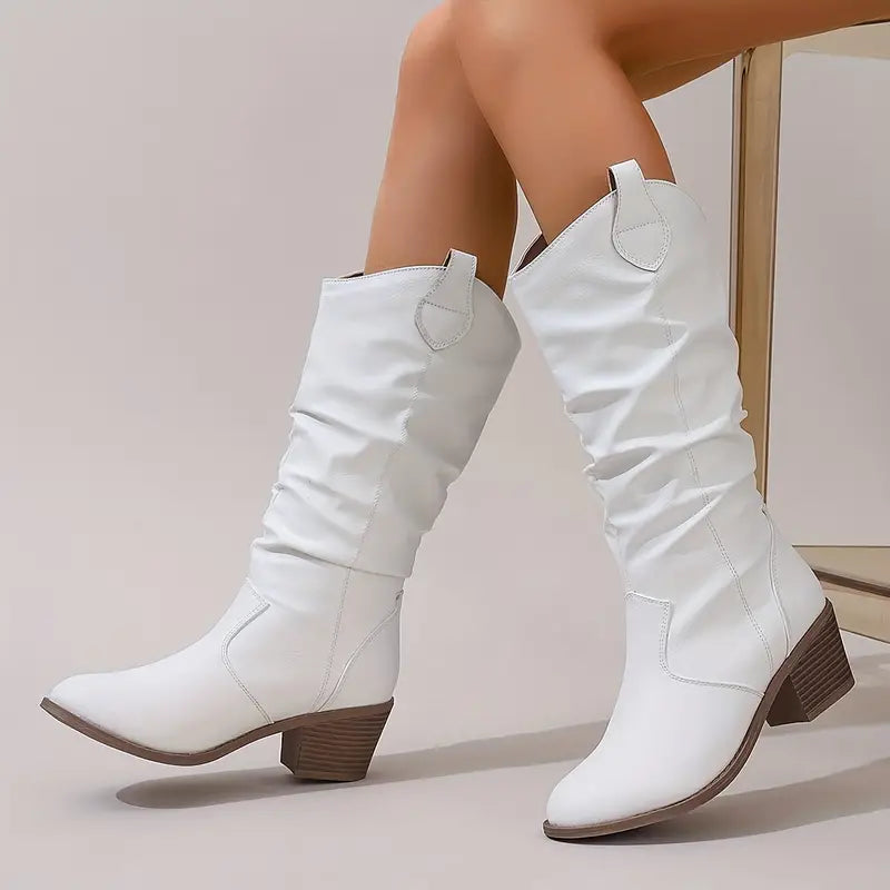 Adeline - Women's Block Heel High Knee Boots