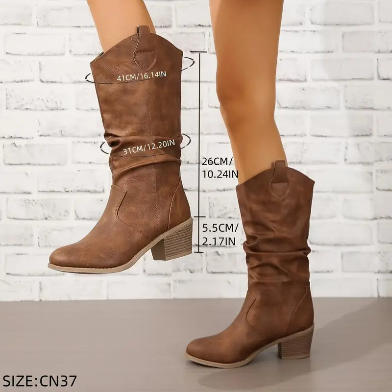 Adeline - Women's Block Heel High Knee Boots