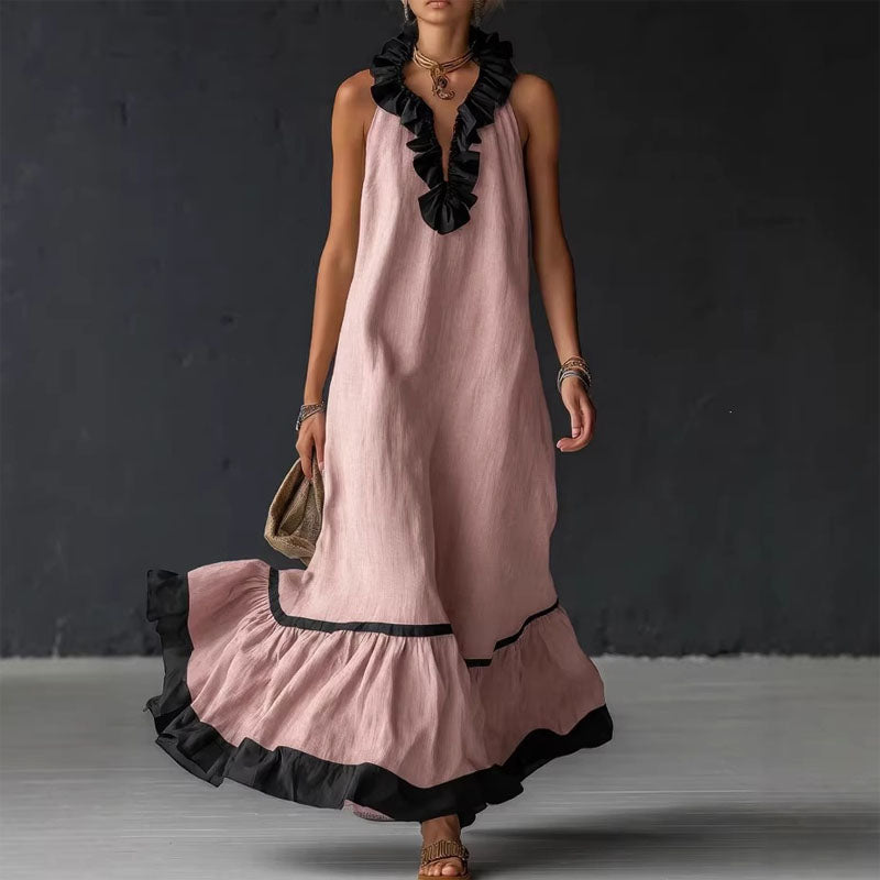 Aimee - Women's Tiered Ruffle Hem Maxi Dress