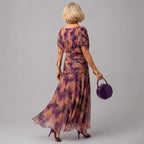 Alberta - Women's Watercolor Ruched Midi Dress