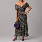 Alberta - Women's Watercolor Ruched Midi Dress
