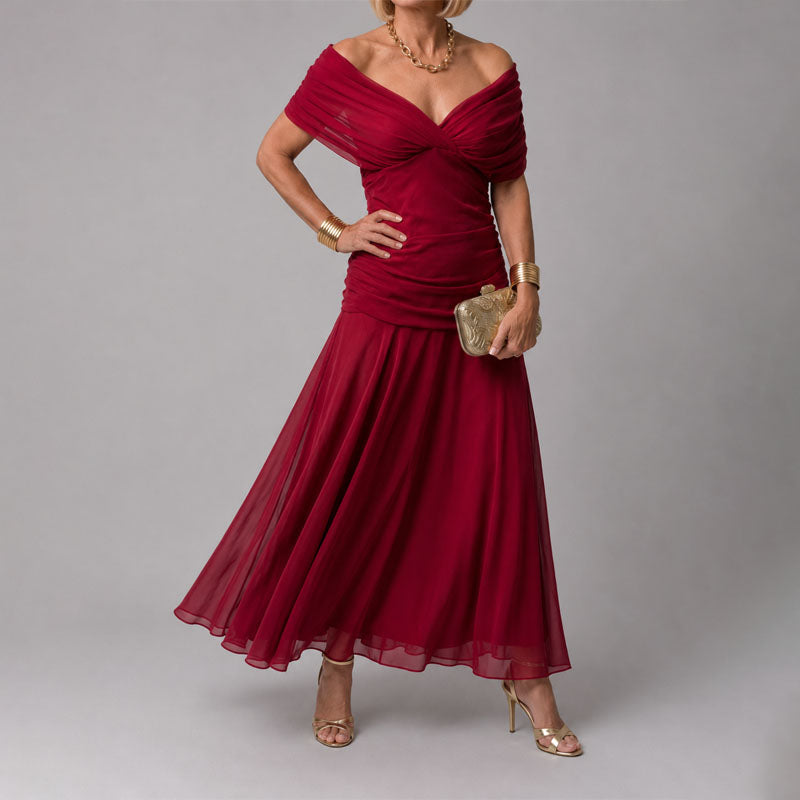 Alberta - Women's Watercolor Ruched Midi Dress