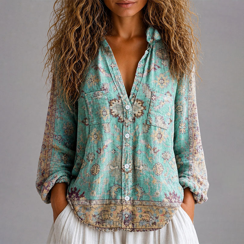Alisha - Women's Relaxed Bohemian Button Shirt