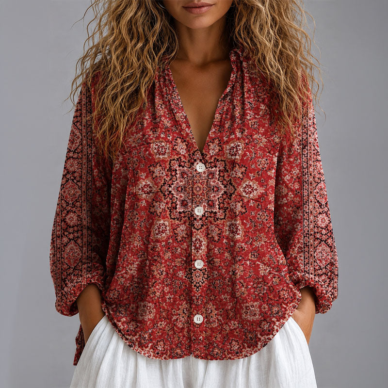 Alisha - Women's Relaxed Bohemian Button Shirt