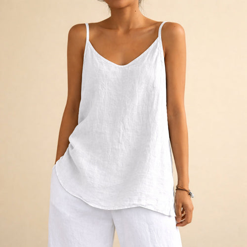 Allison - Women's Loose Fit Linen Tank Top