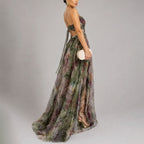 Allison - Women's Watercolor Print Chiffon Maxi Dress