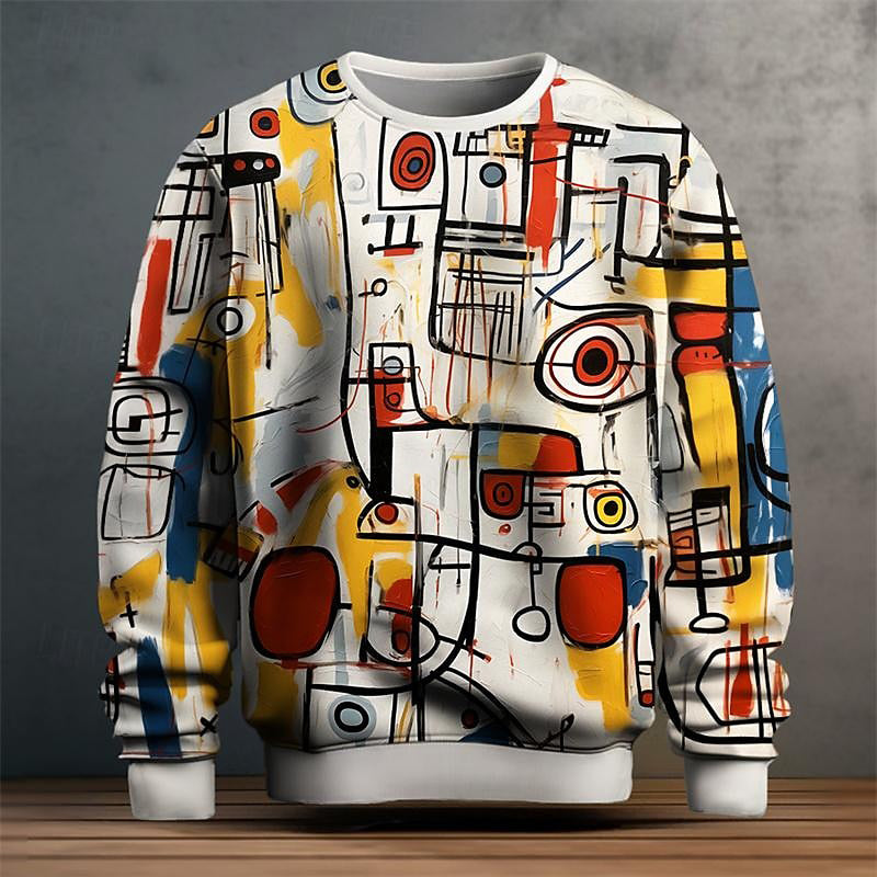 Alwin - Men's Abstract Art Print Crew Neck Sweatshirt