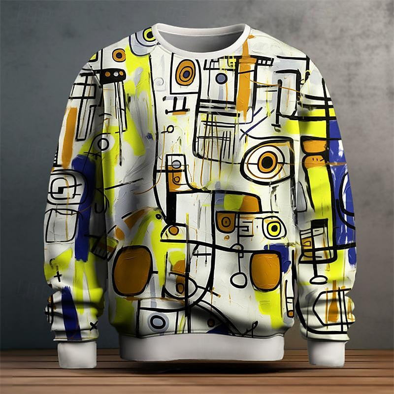 Alwin - Men's Abstract Art Print Crew Neck Sweatshirt