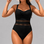 Alyson - Women's Mesh Panel Ruched One-Piece Swimsuit