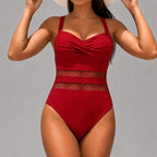 Alyson - Women's Mesh Panel Ruched One-Piece Swimsuit