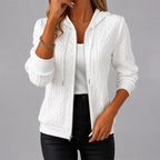 Amanda - Women's Cable Knit Hooded Jacket
