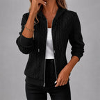 Amanda - Women's Cable Knit Hooded Jacket