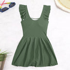 Amara - Women’s Ruffle Sleeve Wrap Skirt Swim Dress
