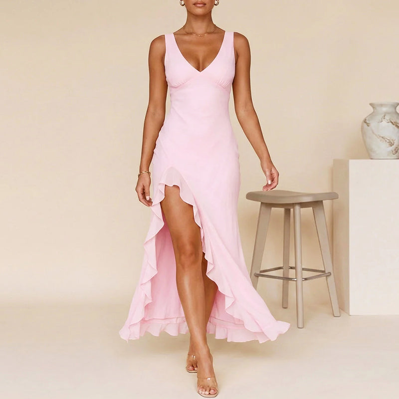 Amaya - Women’s Asymmetrical Ruffle Evening Dress
