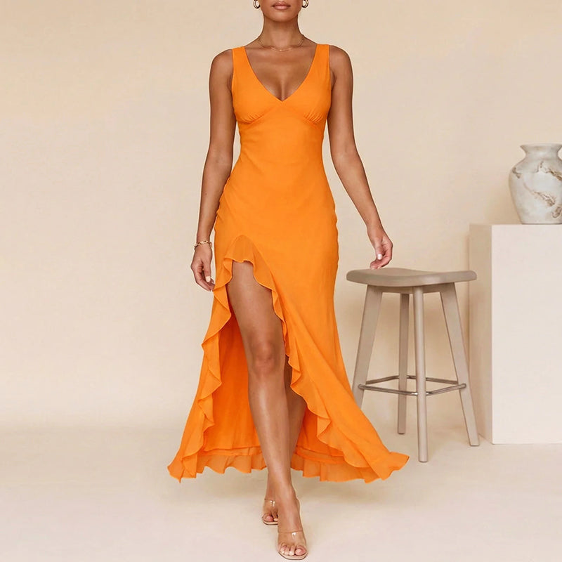 Amaya - Women’s Asymmetrical Ruffle Evening Dress