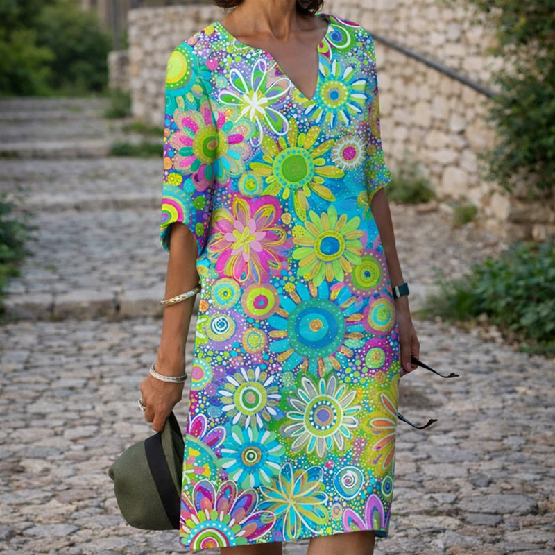Amber - Women's Floral V-Neck Dress