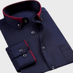 Andrian - Men's Contrast Trim Button-Down Dress Shirt