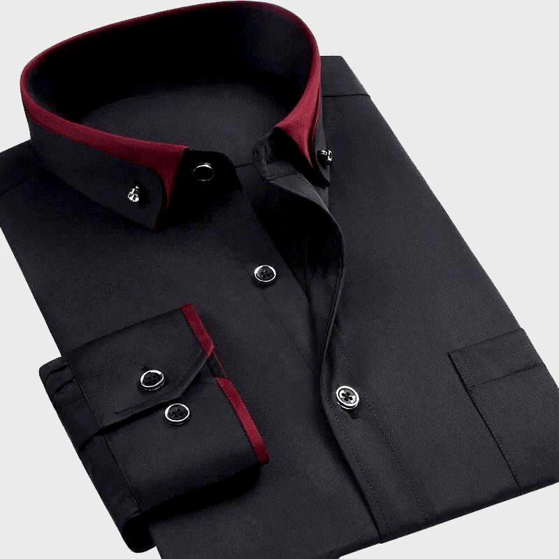 Andrian - Men's Contrast Trim Button-Down Dress Shirt