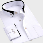 Andrian - Men's Contrast Trim Button-Down Dress Shirt
