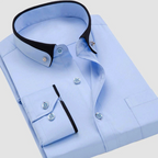 Andrian - Men's Contrast Trim Button-Down Dress Shirt