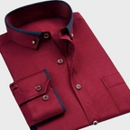 Andrian - Men's Contrast Trim Button-Down Dress Shirt