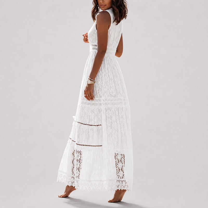 Angela - Women's Boho Lace Sleeveless Maxi Dress