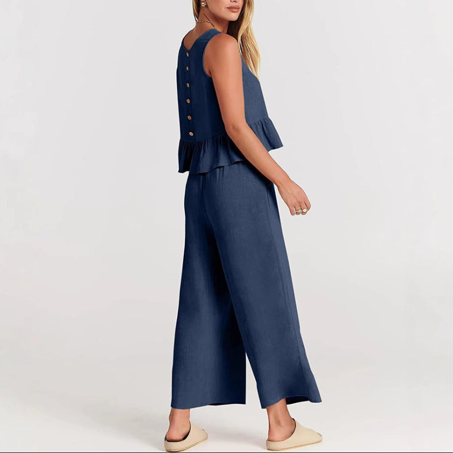 Angelina - Women’s Wide Leg Pants and Sleeveless Top Set