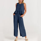 Angelina - Women’s Wide Leg Pants and Sleeveless Top Set