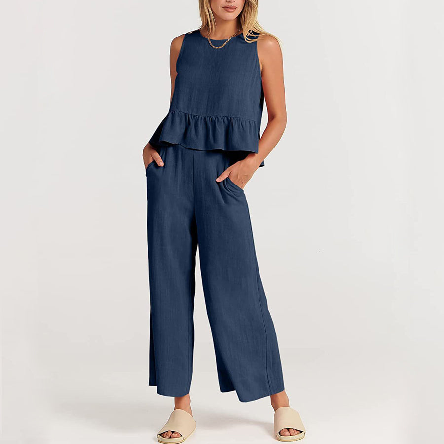 Angelina - Women’s Wide Leg Pants and Sleeveless Top Set