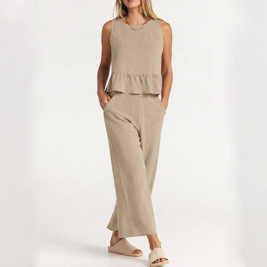 Angelina - Women’s Wide Leg Pants and Sleeveless Top Set