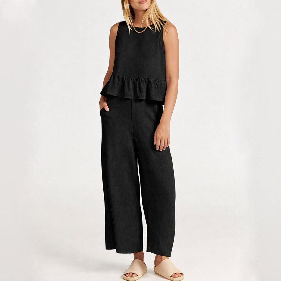 Angelina - Women’s Wide Leg Pants and Sleeveless Top Set