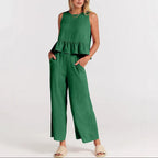 Angelina - Women’s Wide Leg Pants and Sleeveless Top Set