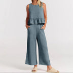 Angelina - Women’s Wide Leg Pants and Sleeveless Top Set