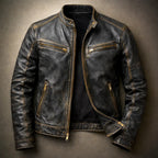 Archer - Men's Zip-Up Patina Leather Jacket