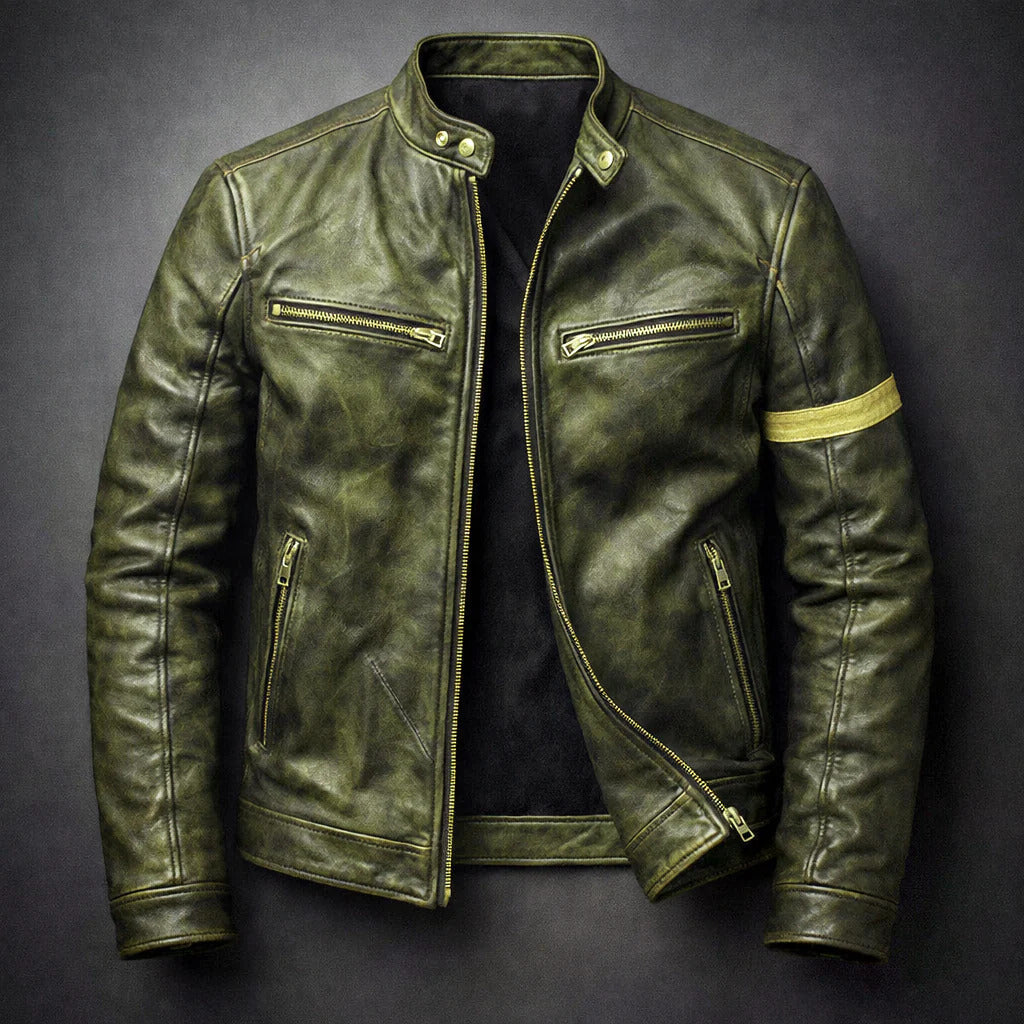 Archer - Men's Zip-Up Patina Leather Jacket