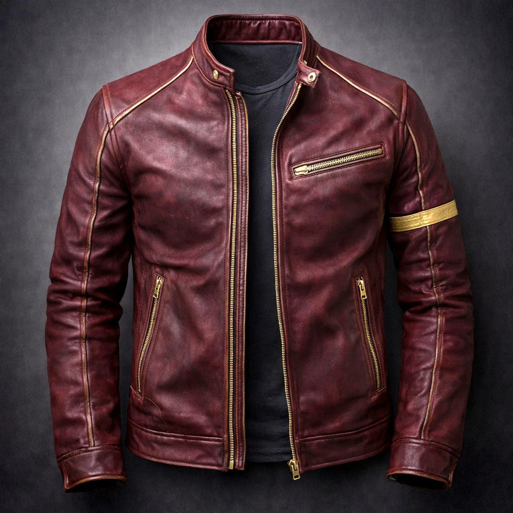 Archer - Men's Zip-Up Patina Leather Jacket