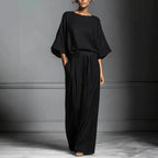 Aria - Women’s Loose Fit Batwing Top and Pleated Pants Set