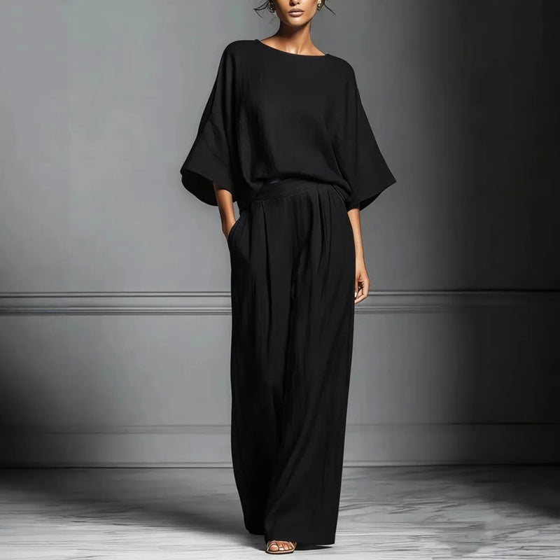 Aria - Women’s Loose Fit Batwing Top and Pleated Pants Set