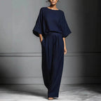 Aria - Women’s Loose Fit Batwing Top and Pleated Pants Set