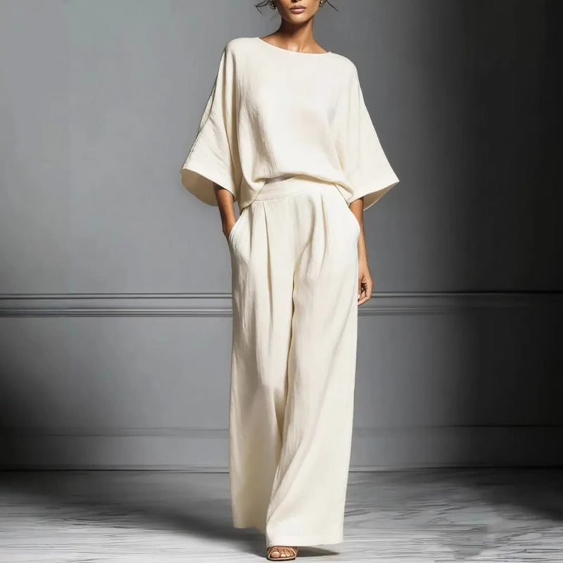 Aria - Women’s Loose Fit Batwing Top and Pleated Pants Set