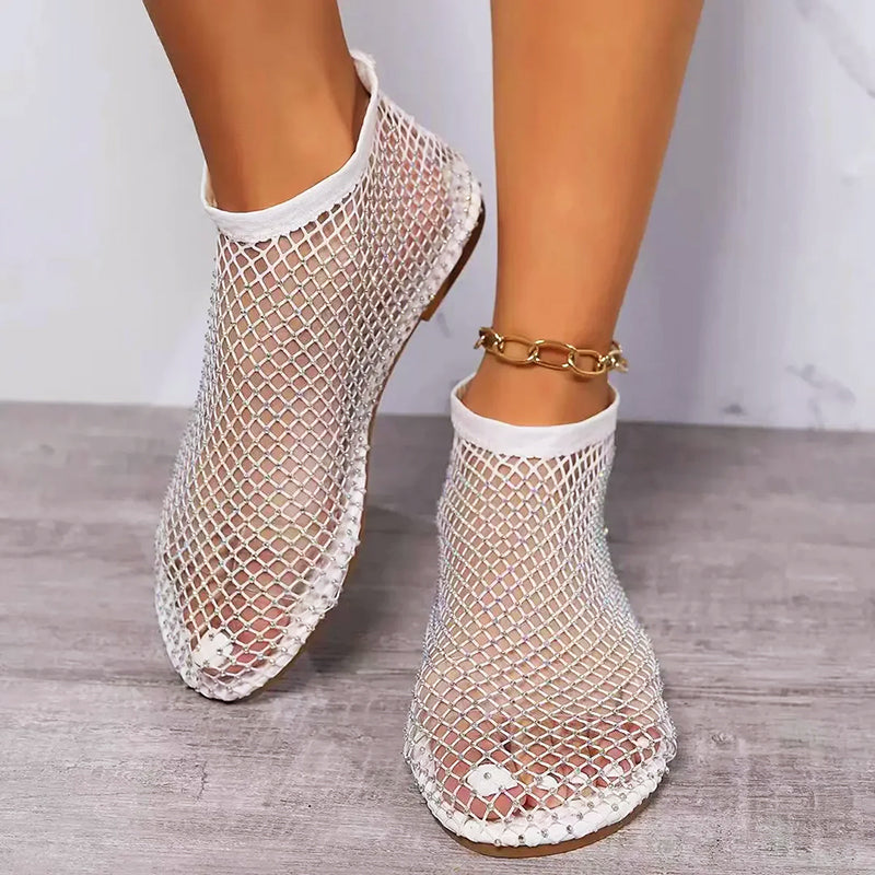 Arianna - Women's Rhinestone Mesh Slip-On Flats