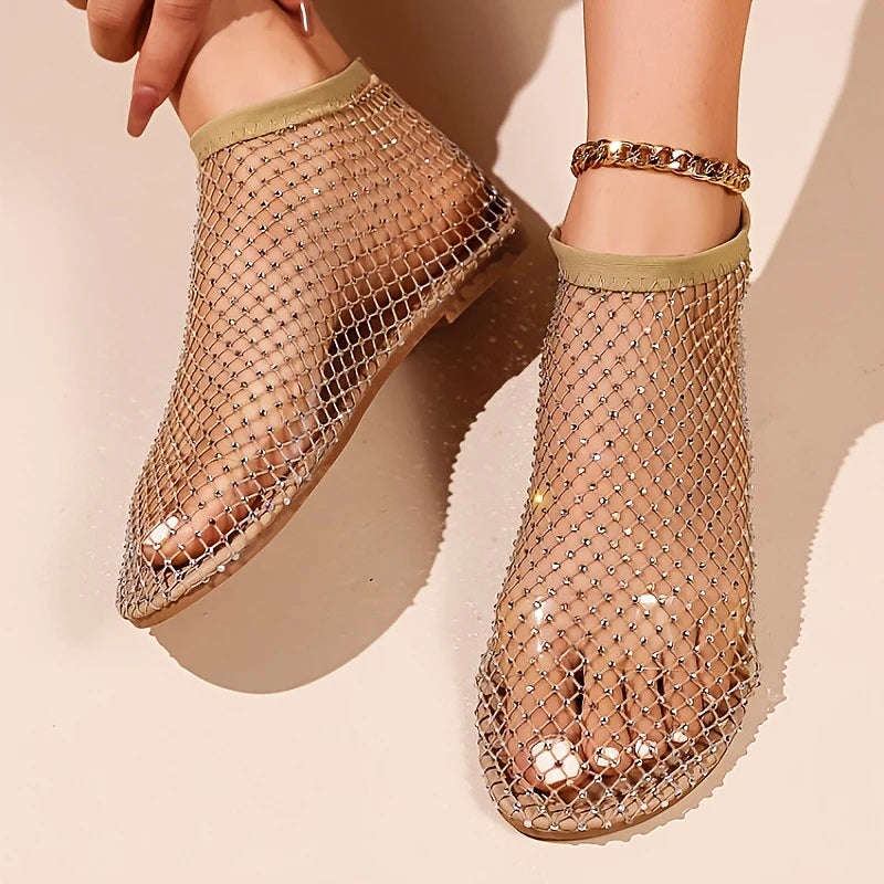 Arianna - Women's Rhinestone Mesh Slip-On Flats