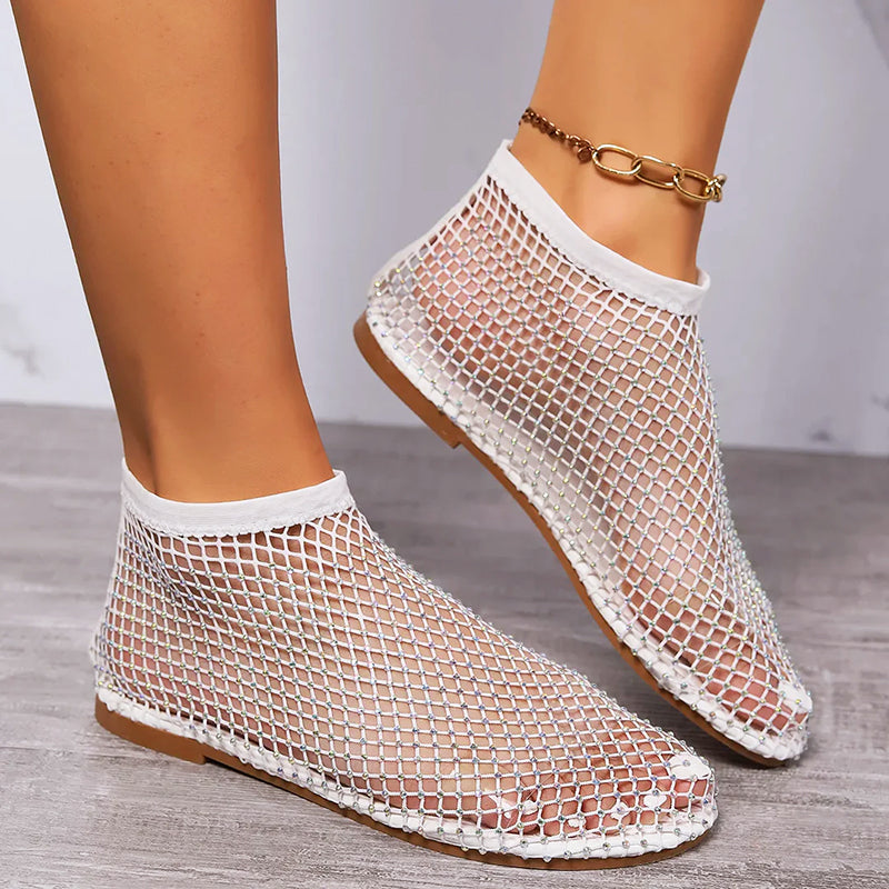 Arianna - Women's Rhinestone Mesh Slip-On Flats