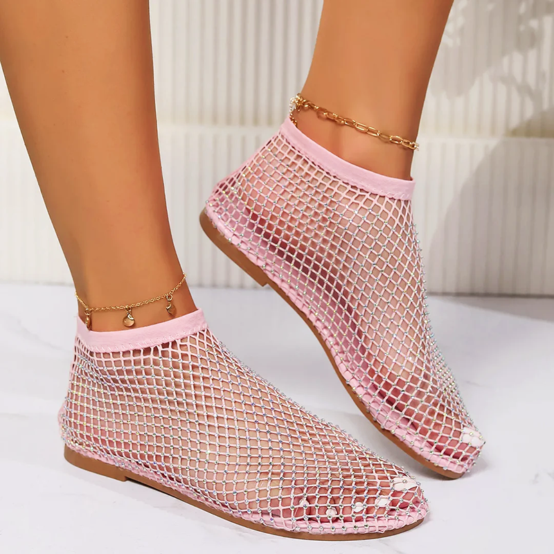 Arianna - Women's Rhinestone Mesh Slip-On Flats