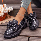 Arleth - Women's Polka Dot Bow Platform Loafers